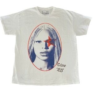 Beyonce YAYA Tee L White‎ Cowboy Carter Tour 2025 Merch NEW *flaw, no back print